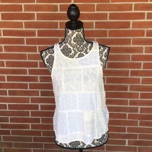 American Eagle Patchwork Eyelet Lace Up Tank